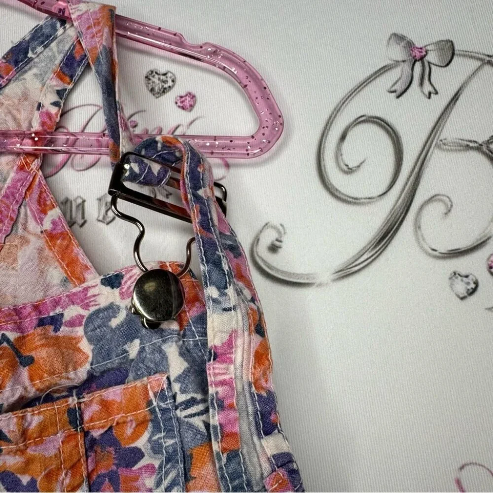 Alley cats overalls kids vintage floral flowers 💐 purple orange blue pink white